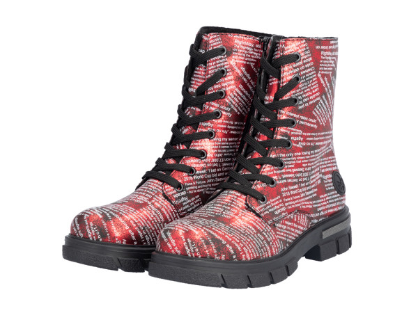 Rieker Damen Biker Boots rot-schwarz