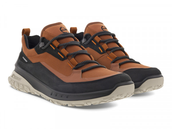 Ecco Herren Walkingschuh black/cognac Waterproof