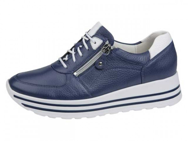 Waldläufer Damen Schnürschuh Lana blau/Hirschleder